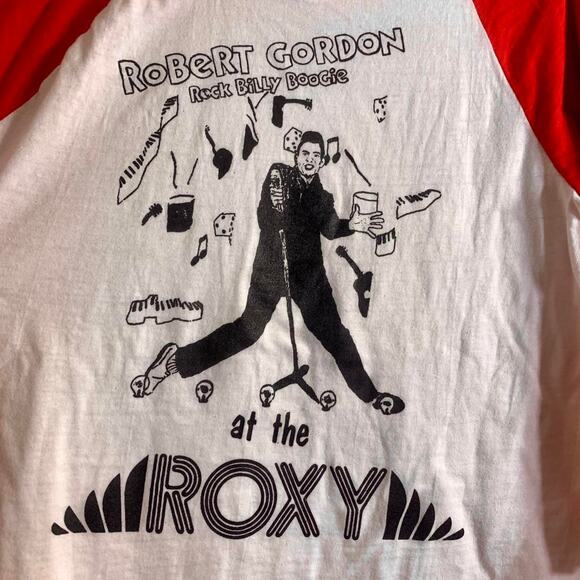 vintage 1978 ROBERT GORDON Rock Billy Boogie The Roxy 3/4 sleeve tee shirt XL - Picture 1 of 7